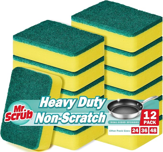 Mr. Scrub Sponges Kitchen Scrub Dish Sponge Scouring Pad, 12 Pack Cleaning by MrScrubCleaninghelpers