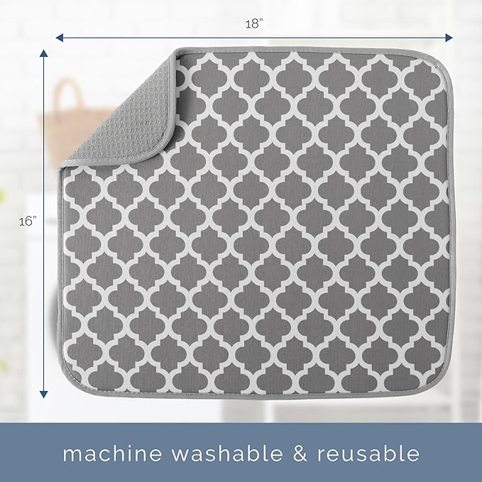 S&T INC. Dish Drying Mat, Trellis | Absorbent Microfiber, Kitchen Counter Mat - Image 6
