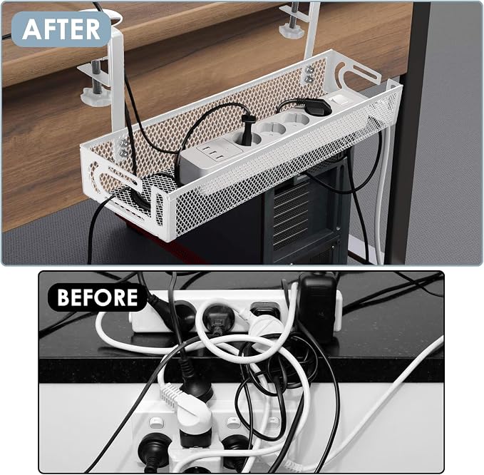 Cable Management Under Desk, Under Desk Cable Management Tray | No Drill Cable - Image 6