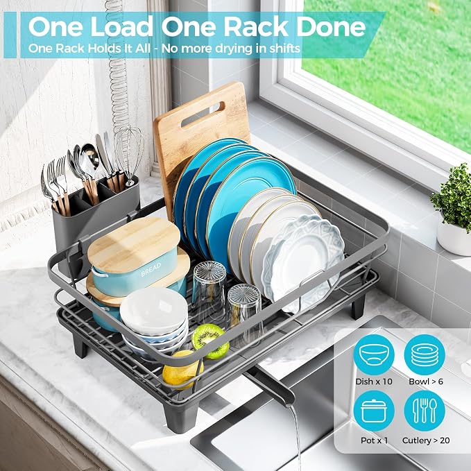 Urakify Dish Drying Rack for Kitchen Counter, 16.5" L x 12.2" W, Sink Dish Rack - Image 3