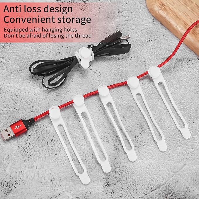 25 Pcs Silicone Cable Ties, Reusable Cable Straps Wire Organizer. | Cable - Image 5