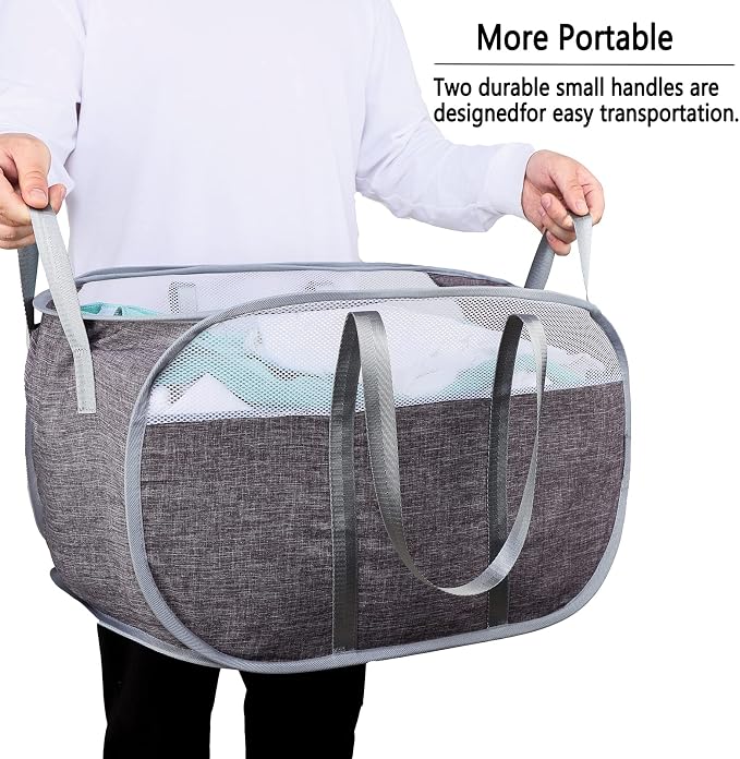 Pop Up Laundry Hamper，with Durable Handles collapsible laundry basket，Easy to - Image 2