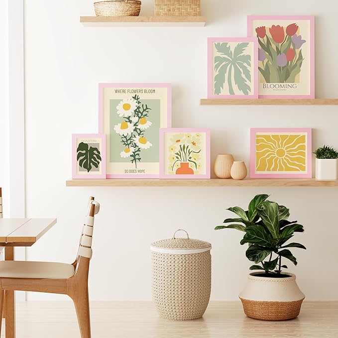 Vittanly 8x10 Picture Frame, Solid Wood Frame with Plexiglass, Includes 5x7 Mat, Wall Hanging or Tabletop for Home Decor, Pale Pink, 1 Pack
