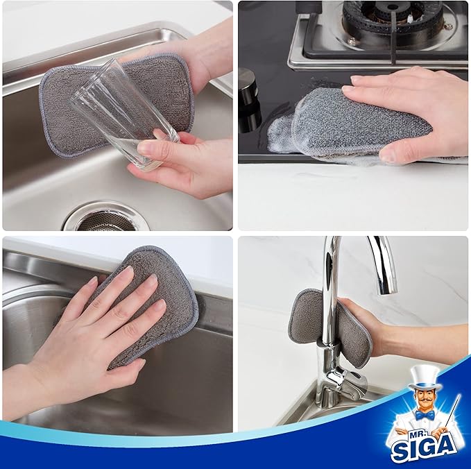 MR.SIGA Dual-Sided Scrub Sponges, Reusable Dishwashing Sponges, 6 Pack | Sponges - Image 6