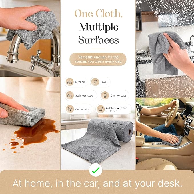 Microfiber Cleaning Cloth Roll 20 Sheets 11" x 10" Tear Away Microfiber Towel - Image 4