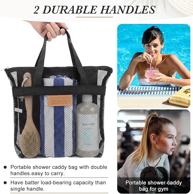 Patelai 12 Pcs Mesh Shower Caddy Portable 12.2 x 10.24 in Large Gym Shower Bag - Image 3