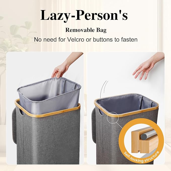 Foluck Large Laundry Hamper, 75L Waterproof Laundry Basket - Image 3