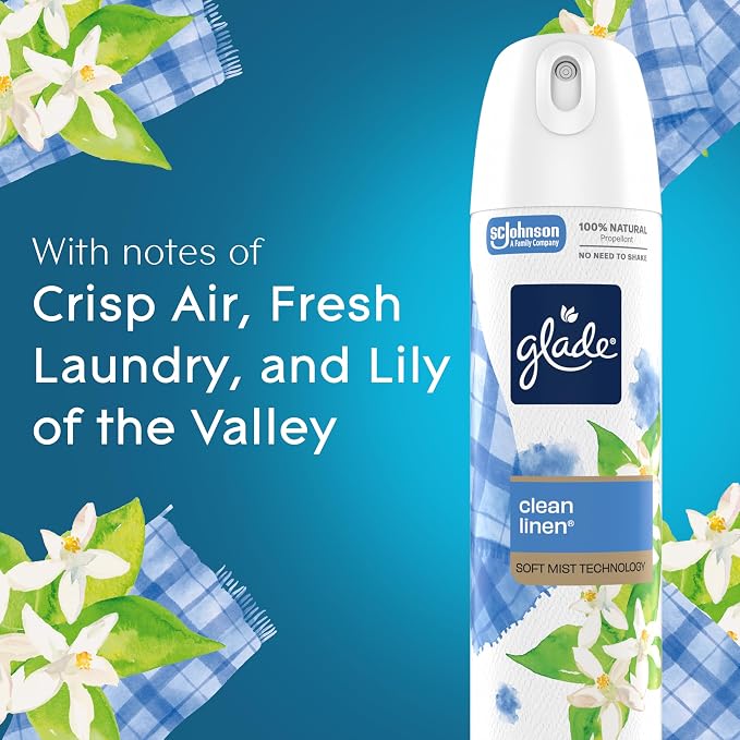 Glade Air Freshener Room Spray, Clean Linen Scent, Odor Fighting to Deliver - Image 5