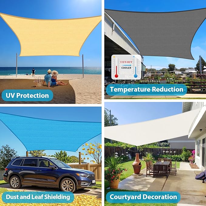 Amagenix Sun Shade Sail 10'X10' Curved Edge Outdoor Shade Canopy Dark Grey Breathable 95% UV Block Shade Cloth for Patio Garden Backyard (We Make Custom Size)