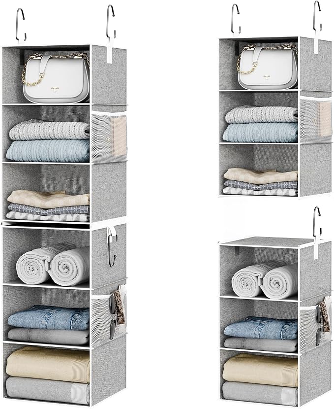 StorageWorks 6-Shelf Closet Organizers, Two 3-Shelf Separable Hanging Shelves by StorageWorks