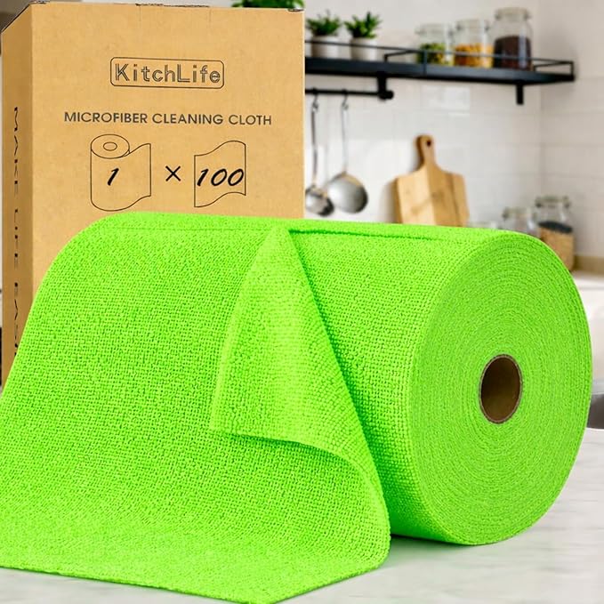 KitchLife Microfiber Cleaning Cloth Roll, 100 Pack by OverDoorHooksKitchenSupplies