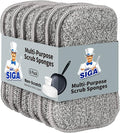 MR.SIGA Dual-Sided Scrub Sponges, Reusable Dishwashing Sponges, 6 Pack | Sponges by MRSIGA