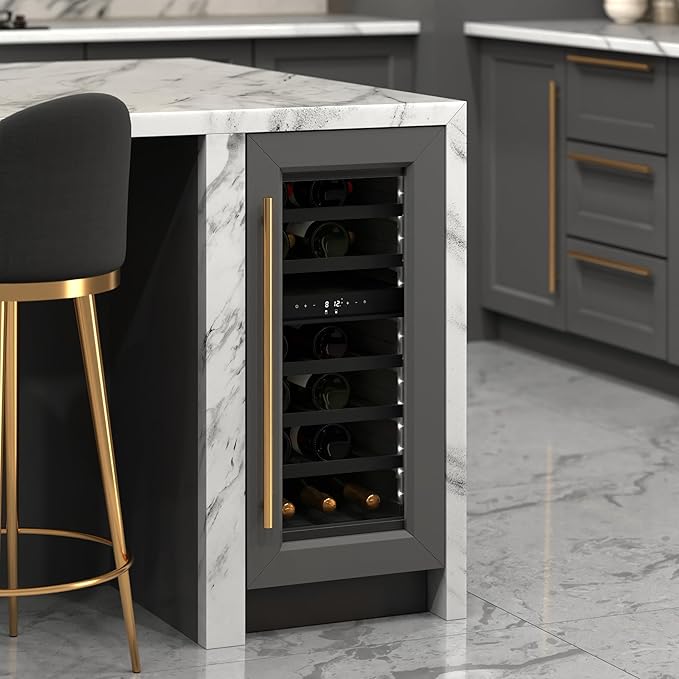 KoolMore Reserve 15 in. Under-Counter Panel Ready Dual Zone Built-in Wine Cooler with Black Shelves and 23 Bottle Capacity in Black (KM-CW28DZ-BPR)