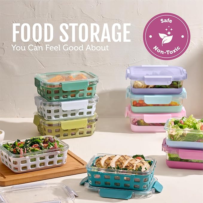 Ello Duraglass 3.4 Cup Glass Meal Prep Containers, 5 Pack, Orchard | Glass Meal - Image 7