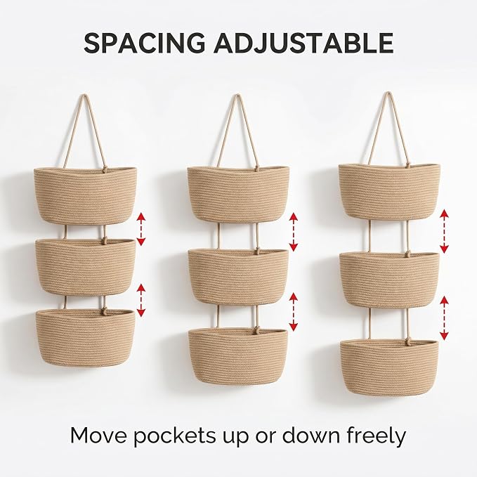 Hanging Basket, Over Door Organizer, 3 -Tier Wall Basket - Image 3