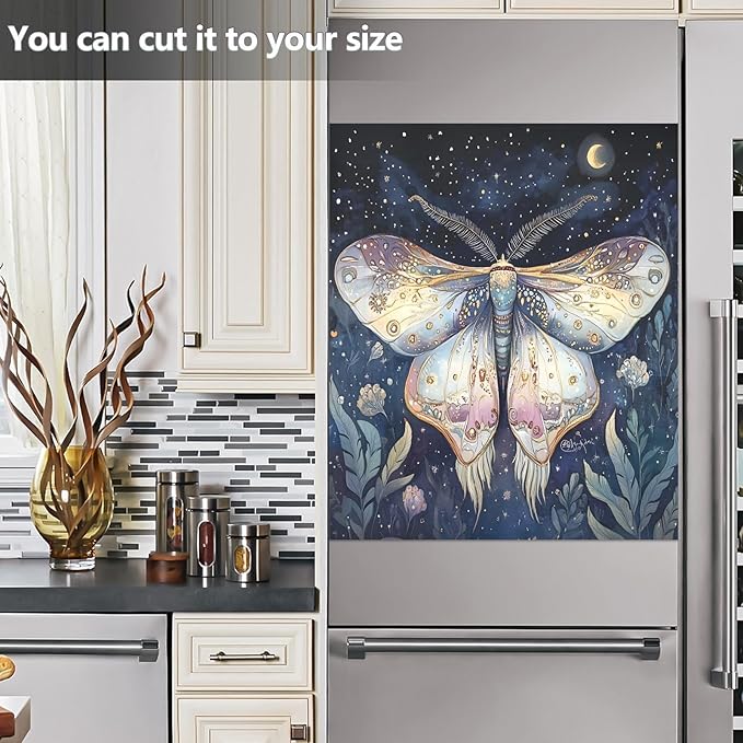 Moth Dishwasher Magnet Cover Front Dishwasher Cover Magnetic Home Cabinet Decals Appliances Stickers Refrigerator Decor, 23x26in