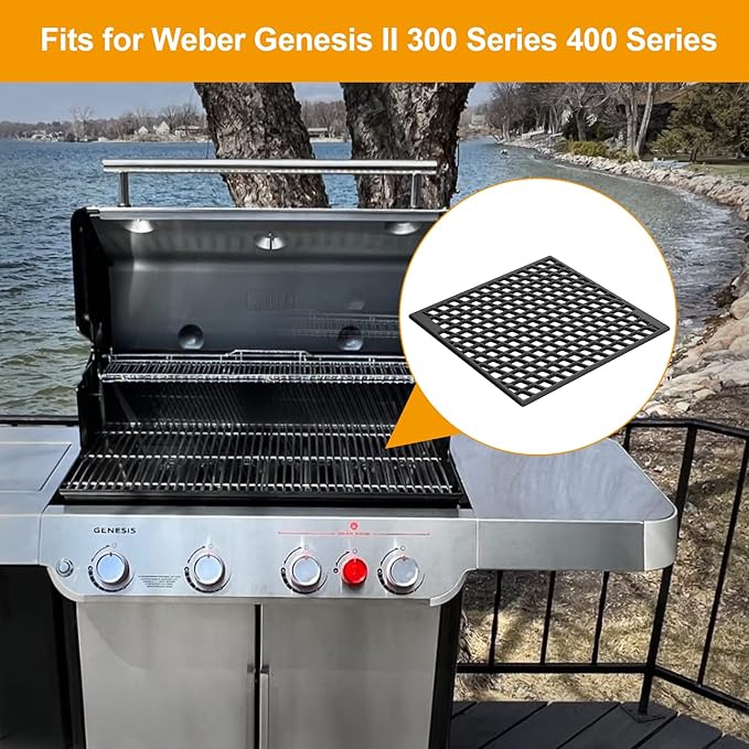 Dual Sided Sear Cooking Grate for Weber Genesis & Spirit 2016 and Newer Grill,Cast Iron Grid Grates for Weber Genesis 2022 SX-325S S-325S E-325S EX-325S 7670