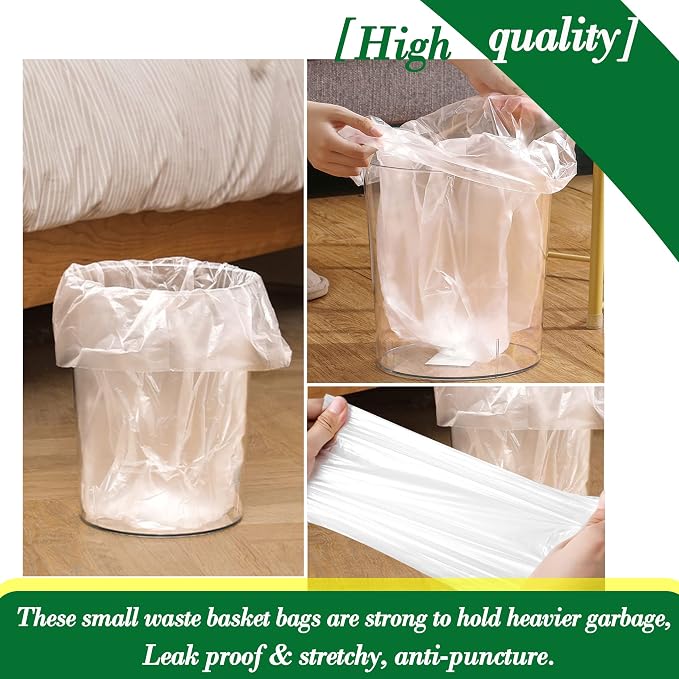 Hommaly 2 Gallon 200 pcs Small Clear Trash Bags, Strong 1.8 Gallon Garbage Bags - Image 5