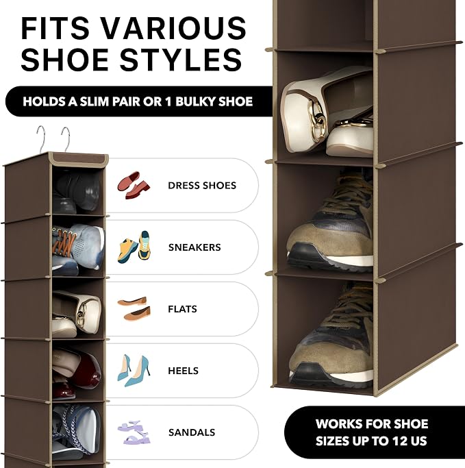 Simple Houseware 10 Shelves Closet Hanging Shoe Organizer, Holds Up to 20 lbs - Image 4