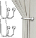Hion Curtain Holdbacks Silver 4pcs, Curtain Tiebacks Wall Mounted Hooks | by Hion