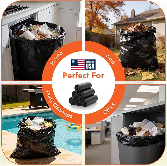Delxo 55-60 Gallon Trash Bags, 40×54'' Large Black Garbage Bags | - Image 8