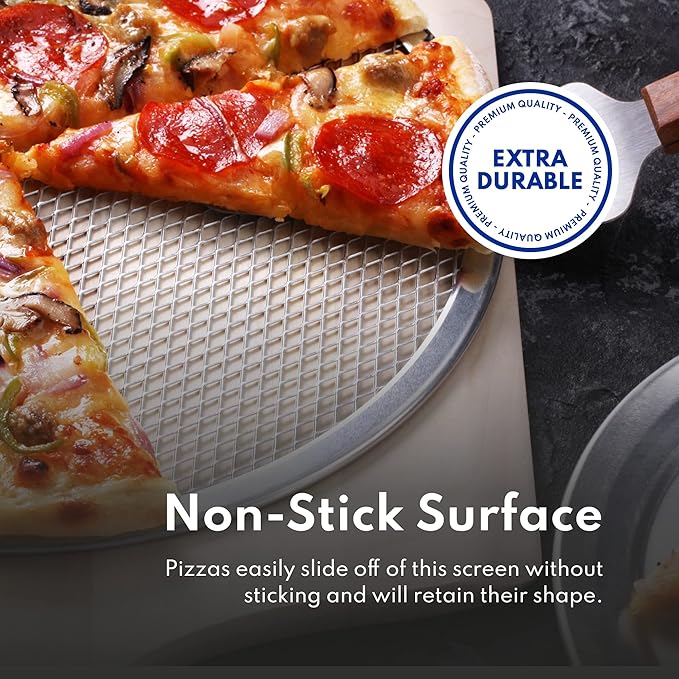 New Star Foodservice 50998 Restaurant-Grade Aluminum Pizza Baking Screen, Seamless, 20-Inch, Pack of 6