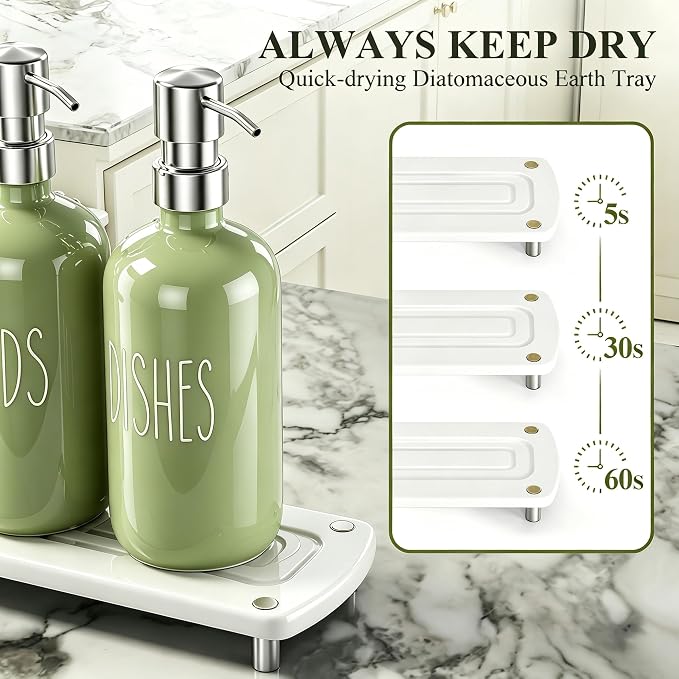 Cisily Olive Green Kitchen Soap Dispenser Set - Image 2