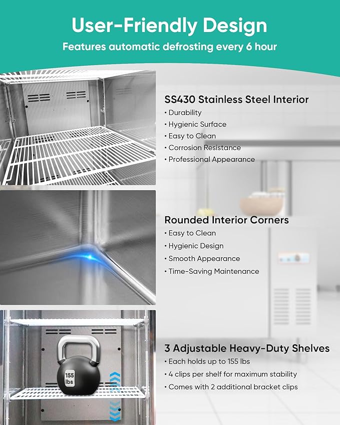 COOLCHEF 27" Commercial Refrigerator, 23 Cu. Ft Stainless Steel Upright Reach-in Fridge, 33℉~40℉, 3 Adjustable Shelves