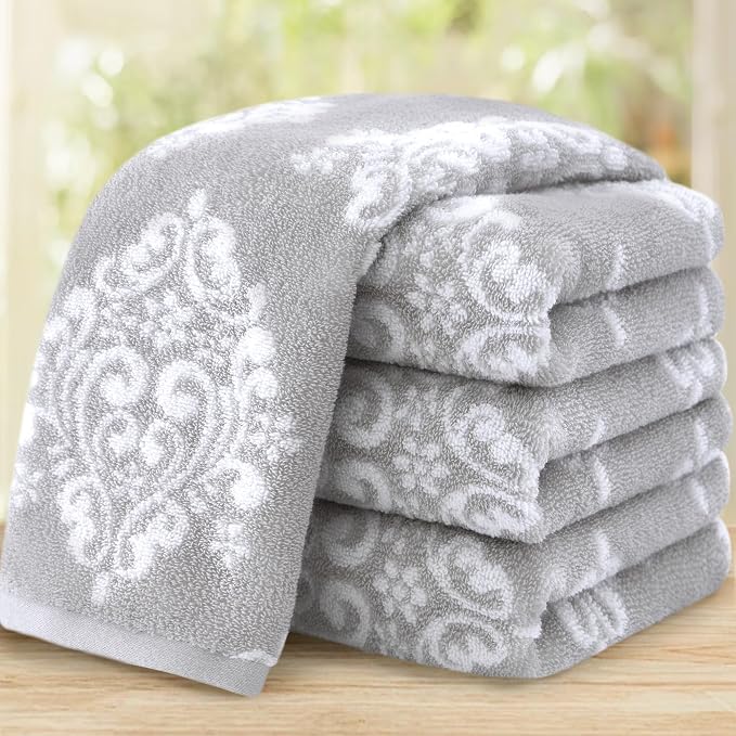 Hand Towels for Bathroom, Decorative Hand Towel, Damask Towel Gift Set by VOOVAMOVAS