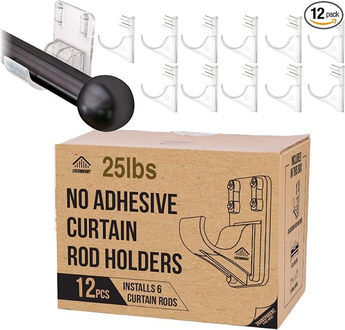 No Adhesive Heavy Duty Curtain Rod Holders by Unknown