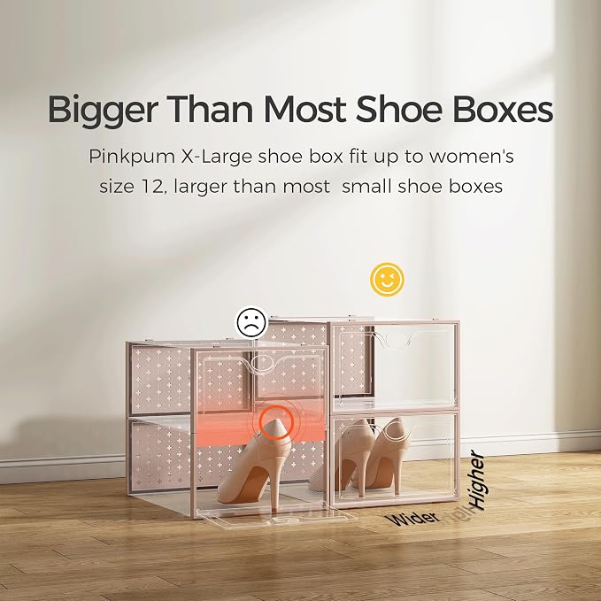 Pinkpum 15 Pack X-Large Shoe Storage Boxes, Shoe Organizer Clear Stackable - Image 3