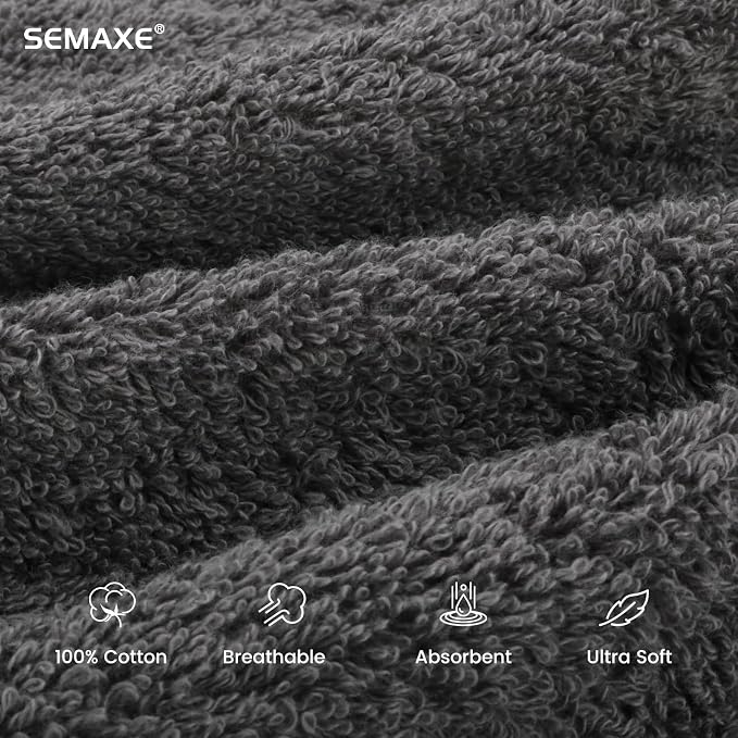 SEMAXE 6-Pack Gray Cotton Hand Towels - Image 3