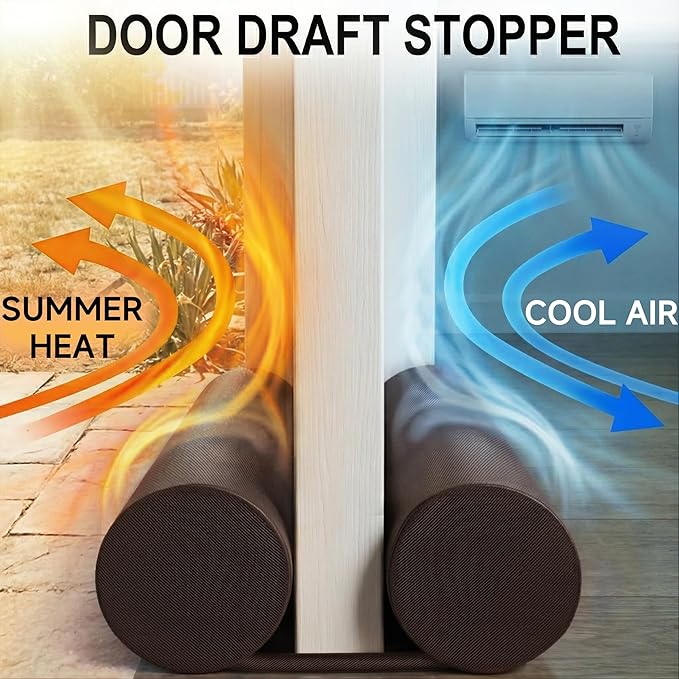 MAXTID Brown Door Draft Stoppers, Adjustable 32"-38", Double Sided, Insulation - Image 2