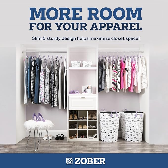 Zober Purple Velvet Hangers 50 Pack, Slim Non Slip Clothes Hangers | Slim - Image 5