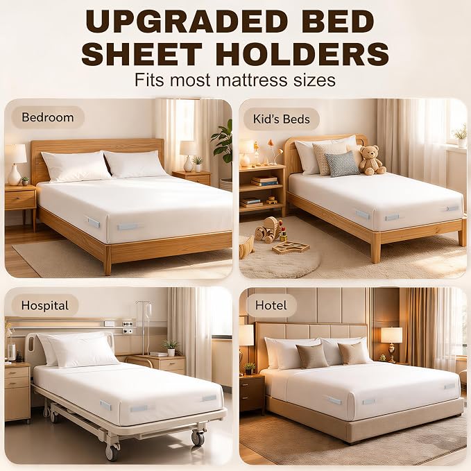 Bed Sheet Holders for Corners, Keep Sheets Firm & Tight, Heavy Duty Non-Slip - Image 2