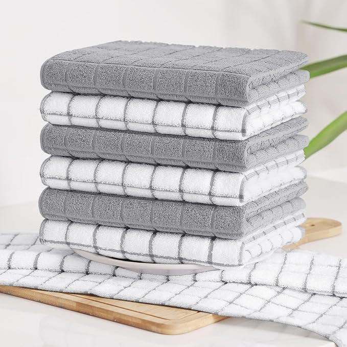 Homaxy Large Premium Cotton Kitchen Towels 16"x 28", 8 Pack, Light Grey - Image 8