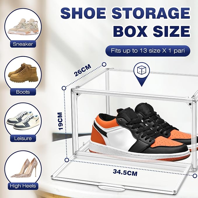 2 Pack Acrylic Clear Shoe Storage Boxes, Fits Up to Men's Size 12 - Image 2