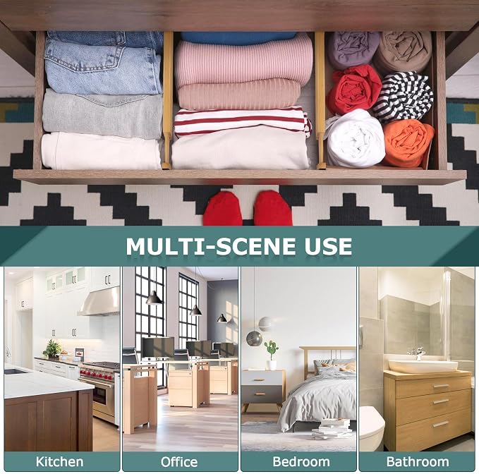 Kitchen Drawer Dividers 4 Pack Adjustable Bamboo Drawer Organizer | 17-22" - Image 7