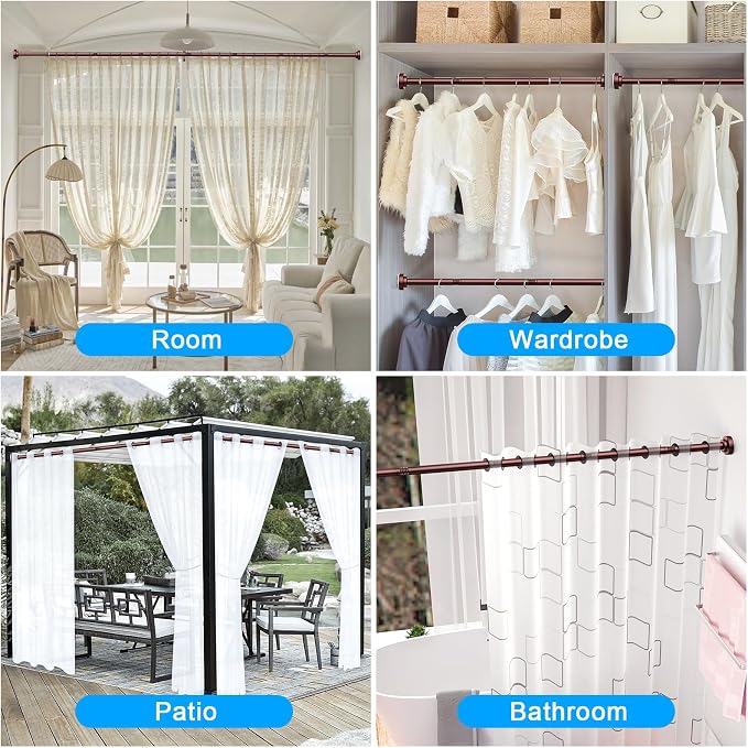 TEECK Shower Curtain Rod, 32-68 inch Adjustable Spring Tension Curtain Rod - Image 8