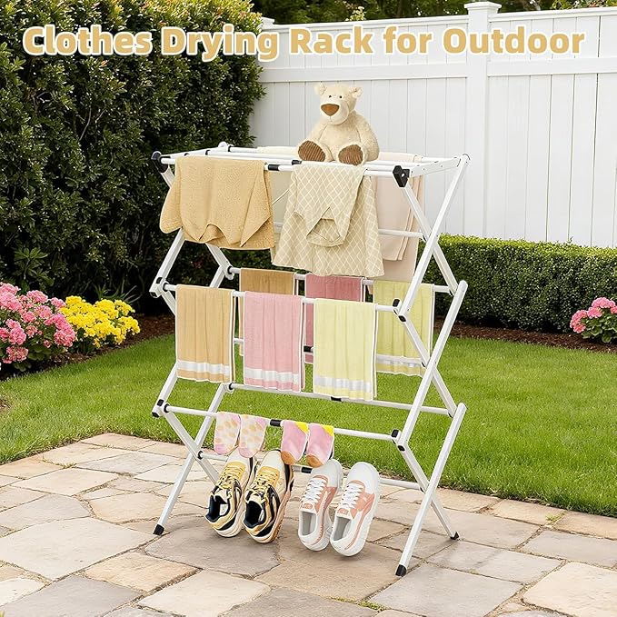 BAKON Space Saving Foldable Clothes Drying Rack, Extendable Rustproof Laundry - Image 4