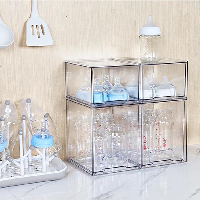 Vtopmart Clear Stackable Storage Drawers, 2 Pack Tall Plastic Organizers | - Image 6