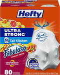 Hefty Ultra Strong 13 Gal Kitchen Trash Bags, Fabuloso Citrus, 80ct | 13G Tall by Hefty