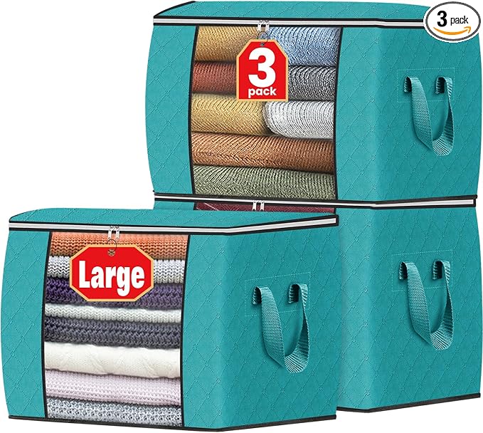 90L Clothes Storage, Foldable Thick Fabric Blanket Storage Bags | Foldable by Fabtotes