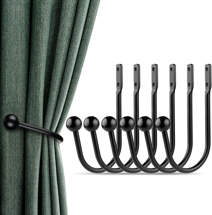 Curtain Holdbacks, Matte Black by Gobutend