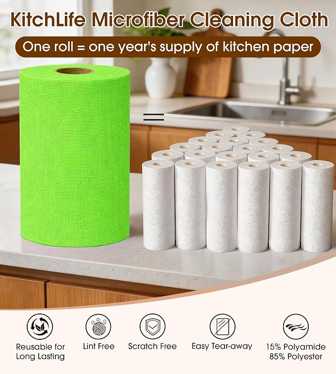 KitchLife Microfiber Cleaning Cloth Roll, 100 Pack - Image 3
