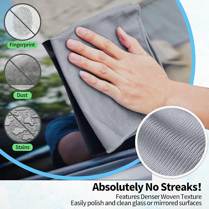 Microfiber Cleaning Cloth, 12 Pack Window Glasses Cleaning Cloth, Reusable - Image 3