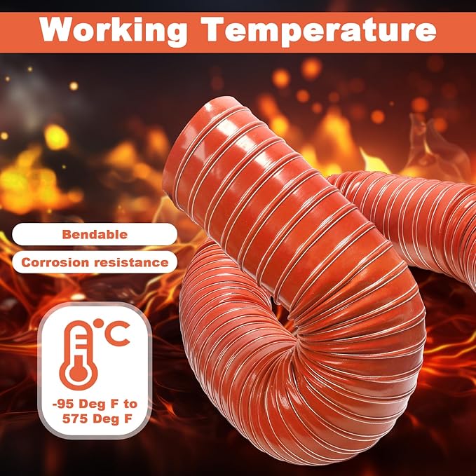 NOWBALL 4in Automotive Air Duct Hose, Length 2 Meter-6.6ft, 4" Silicone Flexible Cooling Ducting, 101mm High Heat Brake Exhaust Hose for Car, Garage, Dryer Air System