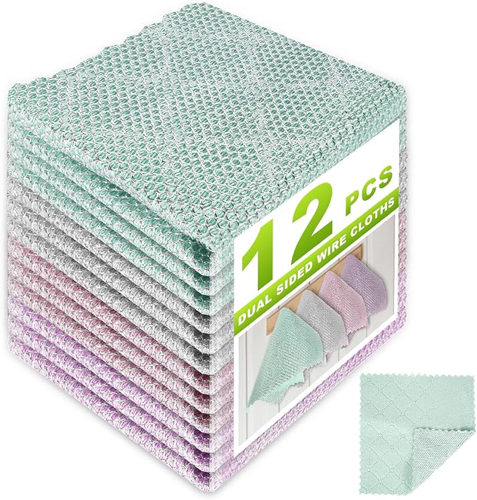12 Pcs Multipurpose Wire Dishwashing Rag by INFICRIME