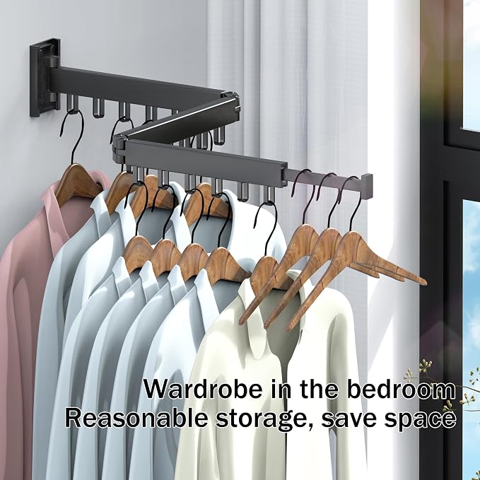 HEILAIYI Clothes Drying Rack, Laundry Drying Rack, Wall Mounted Clothes Rack - Image 7