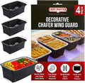 4-Pack Chafer Wind Guard Cover for Chafing Dish - Flame Retardant Fabric Screen for Food Warmers - Chafing Dish Wind Guard - Breeze Protection & Heat Retention for Catering, Parties, Buffets - 90081